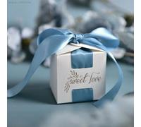 20/30/50pcs Dark Green Cardboard Box For First Communion Memories Botanical Green Ribbon Chocolate Gift Box Favors