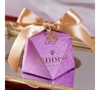 20/30/50Pcs Diamond Shaped Frosting Gift Box Ribbon Pearl Wedding Candy Packaging Paper Favor Boxes Baby Shower Party Supplies
