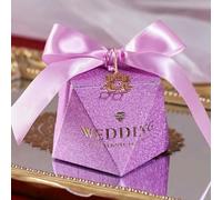 20/30/50Pcs Diamond Shaped Frosting Gift Box Ribbon Pearl Wedding Candy Packaging Paper Favor Boxes Baby Shower Party Supplies