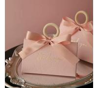 20/30/50Pcs Gift Box Wooden Ring Triangular Pillar Candy Bag Packaging for Baby Shower Party Favor Supplies