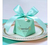 20/30/50Pcs Ribbon Pearl Candy Gift Box Diamond Shaped Packaging Paper Boxes Wedding Baby Shower Favors Party Supplies