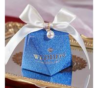 20/30/50Pcs Ribbon Pearl Candy Gift Box Diamond Shaped Packaging Paper Boxes Wedding Baby Shower Favors Party Supplies
