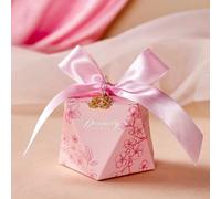 20/30/50Pcs Ribbon Pearl Pink Candy Gift Box Wedding Guest Packaging Boxes Baby Shower Favors Party Supplies