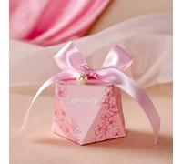 20/30/50Pcs Ribbon Pearl Pink Candy Gift Box Wedding Guest Packaging Boxes Baby Shower Favors Party Supplies