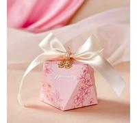 20/30/50Pcs Ribbon Pearl Pink Candy Gift Box Wedding Guest Packaging Boxes Baby Shower Favors Party Supplies