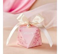 20/30/50Pcs Ribbon Pearl Pink Candy Gift Box Wedding Guest Packaging Boxes Baby Shower Favors Party Supplies
