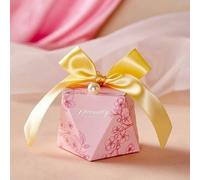 20/30/50Pcs Ribbon Pearl Pink Candy Gift Box Wedding Guest Packaging Boxes Baby Shower Favors Party Supplies