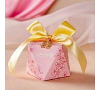 20/30/50Pcs Ribbon Pearl Pink Candy Gift Box Wedding Guest Packaging Boxes Baby Shower Favors Party Supplies
