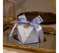 20/30/50Pcs Silver Gray Paper Gift Box Diamond Shaped Candy Packaging Wedding Party Favour Baby Shower Festival Supplies