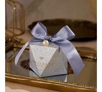 20/30/50Pcs Silver Gray Paper Gift Box Diamond Shaped Candy Packaging Wedding Party Favour Baby Shower Festival Supplies