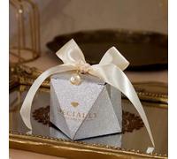 20/30/50Pcs Silver Gray Paper Gift Box Diamond Shaped Candy Packaging Wedding Party Favour Baby Shower Festival Supplies