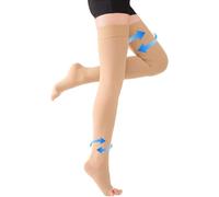 20-30 mmHg Thigh High Compression Socks 1 Pair Open- Toe Compression Stockings for Men Women Varicose Veins Edema DVT Swollen legs Travel Flight Pregnant