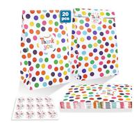 20/30 Pcs Kraft Paper Party Bags, ZZmorni Rainbow Dots and Stripe Party Favor Bags Birthday Bags Gift Treat Bags With “Thank You” Printed for Party Wedding Valentines' Day (Dot-20)