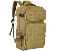 20-35L Capacity Military Tactical Backpacks Molle Army Assault Utility Pack 3 Day Bug Out Bag Hiking Treeking Camouflage Hunting (Khaki)