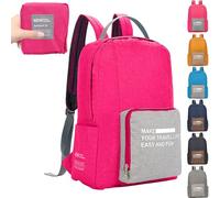 20-35L Lightweight Foldable Backpack, Small Hiking Rucksack Water Resistant Durable Packable Backpacks for Women Men, Oxford Cloth Rucksacks for Outdoor Sport Travelling Camping Walking (Rose Red)