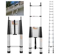 20.3FT Aluminum Telescopic Ladder, Lightweight Compact Folding Extension Ladder with Safety Hooks, 330 lbs Max Capacity, Non-Slip Feet, Easy to Store Suitable for Home, Outdoor, Attic, DIY