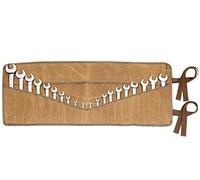 20+4 Pockets Roll Up Pouch, Hand Tool Roll Bag, Durable 16OZ Waxed Canvas Wrench Roll for Metric or SAE (Khaki)