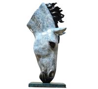 20.5" Bronze Horse Head Statue - Still Water-Inspired Drinking Horse Sculpture, 100% Handcrafted Equestrian Art for Elegant Home Decor & Horse Lover Gifts