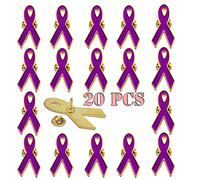 20/50/100 Pack-Cause Awareness Multicolor Ribbon Lapel Pin -Support Your Fundraiser, Purples, 20Pack