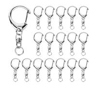 20/50/70/100Pcs Lobster Claw Clasps for Keychain Clip, C-Shaped Swivel Snap Hooks Key Chain Rings DIY Making Kit for Crafts(Silvery,20PCS)