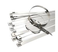 20 50 Pcs 10mm 0.39 inch Exhaust Wrap Multi-Purpose 304 Stainless Steel Metal Cable Tie Banding self-Locking Zip Ties(10PCS,10x200mm)