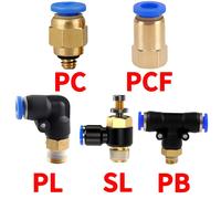 20/50 Pcs Pneumatic Air Connector Fitting PC PCF PL SL PB 6 8 10 12Mm Thread 1/8