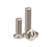 20-500pcs M1 M1.2 M1.4 M1.6 m1.7 M2 M2.5 M2.6 M3 M3.5 M4 Nickel Plated Carbon Steel Cross Round Pan Head Screw Bolt(8mm,M1.6 (200pcs))