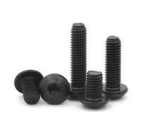 20-50pcs Black Grade 10.9 Carbon Steel M1.6 M2 M2.5 M3 M3.5 M4 Hexagon Hex Socket Round Head Cap Screw Bolt Furniture Fastener(10mm,M2 (50PCS))