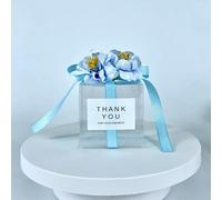 20/50pcs Clear Wedding Candy Box With Artificial Flower Ribbon Wedding Souvenirs for Guests Matte Dragees Chocolate Box