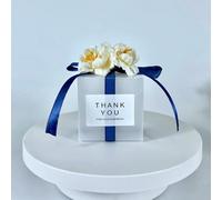 20/50pcs Clear Wedding Candy Box With Artificial Flower Ribbon Wedding Souvenirs for Guests Matte Dragees Chocolate Box