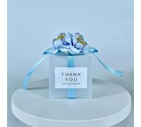 20/50pcs Clear Wedding Candy Box With Artificial Flower Ribbon Wedding Souvenirs for Guests Matte Dragees Chocolate Box