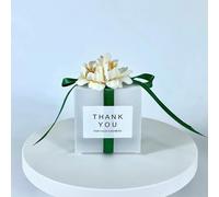 20/50pcs Clear Wedding Candy Box With Artificial Flower Ribbon Wedding Souvenirs for Guests Matte Dragees Chocolate Box
