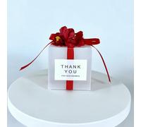 20/50pcs Clear Wedding Candy Box With Artificial Flower Ribbon Wedding Souvenirs for Guests Matte Dragees Chocolate Box
