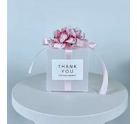 20/50pcs Clear Wedding Candy Box With Artificial Flower Ribbon Wedding Souvenirs for Guests Matte Dragees Chocolate Box