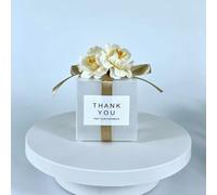 20/50pcs Clear Wedding Candy Box With Artificial Flower Ribbon Wedding Souvenirs for Guests Matte Dragees Chocolate Box