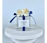 20/50pcs Clear Wedding Candy Box With Artificial Flower Ribbon Wedding Souvenirs for Guests Matte Dragees Chocolate Box