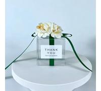 20/50pcs Clear Wedding Candy Box With Artificial Flower Ribbon Wedding Souvenirs for Guests Matte Dragees Chocolate Box