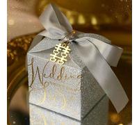 20/50Pcs Pearl Ribbon Gift Box Square Paper Candy Packaging Wedding Party Favour Baby Shower Festival Supplies