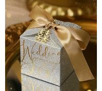 20/50Pcs Pearl Ribbon Gift Box Square Paper Candy Packaging Wedding Party Favour Baby Shower Festival Supplies