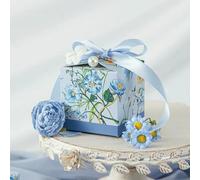 20/50pcs Series Hand-painted Plant With Ribbon Wedding For Party Chocolate Box Packaging/Wedding Favours candy Boxes
