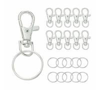 20/50Pcs Swivel Snap Hooks with Key Ring Metal Swivel Lobster Claw Clasps for DIY Keychain Bag Hang Jewelry Making Accessories-Silver 35mm-50pcs