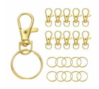 20/50Pcs Swivel Snap Hooks with Key Ring Metal Swivel Lobster Claw Clasps for DIY Keychain Bag Hang Jewelry Making Accessories-Gold 35mm-20Pcs