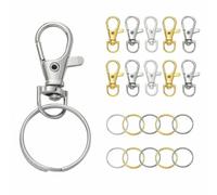 20/50Pcs Swivel Snap Hooks with Key Ring Metal Swivel Lobster Claw Clasps for DIY Keychain Bag Hang Jewelry Making Accessories-Mixed 35mm-50pcs