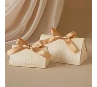 20/50Pcs Triangular Pillar Champagne Wedding Present Box Candy Packaging Wooden Ring Bag for Baby Shower Baby Ceremony Party Favors