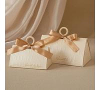 20/50Pcs Triangular Pillar Champagne Wedding Present Box Candy Packaging Wooden Ring Bag for Baby Shower Baby Ceremony Party Favors