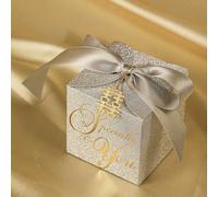 20/50pcs Wedding Candy Box with Pearl Ribbon Bow High-End Gift Chocolate High Quality Glitter Powder Shell Gift Box