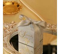 20/50pcs Wedding Candy Box with Pearl Ribbon Bow High-End Gift Chocolate High Quality Glitter Powder Shell Gift Box