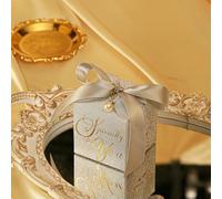 20/50pcs Wedding Candy Box with Pearl Ribbon Bow High-End Gift Chocolate High Quality Glitter Powder Shell Gift Box