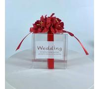 20/50pcs Wedding Transparent Candy Box For Guest Bag Artificial Flower Ribbon Souvenir Dragees Matte Baptism