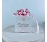 20/50pcs Wedding Transparent Candy Box For Guest Bag Artificial Flower Ribbon Souvenir Dragees Matte Baptism